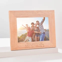 Sale Personalised Engraved Wooden Photo Frame - Landscape Any Message Personalised Engraved Gifts|Photo Frames