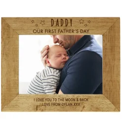 Card Factory Personalised Engraved Wooden Picture Frame - Our First Father's Day