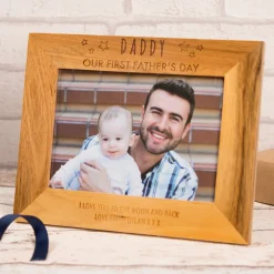 Card Factory Personalised Engraved Wooden Picture Frame - Our First Father's Day