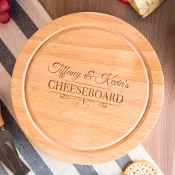 Card Factory Personalised Engraved Wooden Cheeseboard Set - Two Names