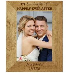 Card Factory Personalised Engraved Wooden Photo Frame - Happily Ever After