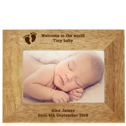 Card Factory Personalised Engraved Wooden Photo Frame - Baby's Footprints