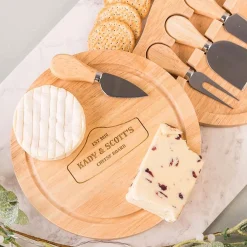 Card Factory Personalised Engraved Wooden Cheeseboard Set - Cheese Lovers