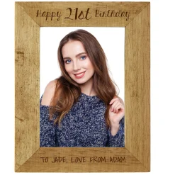 Card Factory Personalised Engraved Wooden Photo Frame - Happy 21st Birthday