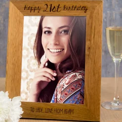 Card Factory Personalised Engraved Wooden Photo Frame - Happy 21st Birthday