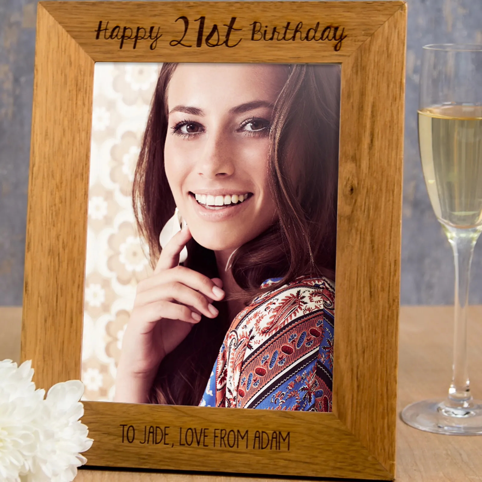 Card Factory Personalised Engraved Wooden Photo Frame - Happy 21st Birthday