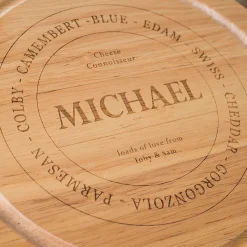 Card Factory Personalised Engraved Wooden Cheeseboard Set - Cheese Connoisseur