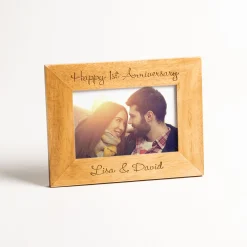 Card Factory Personalised Engraved Wooden Photo Frame - Script, Any Message