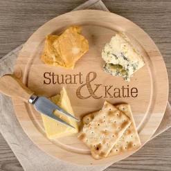 Best Personalised Engraved Wooden Cheeseboard Set - Couple's Names Personalised Engraved Gifts|Jewellery & Keepsakes