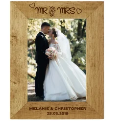 Card Factory Personalised Engraved Wooden Photo Frame - Mr And Mrs