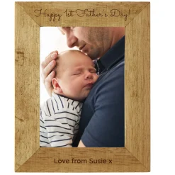 Card Factory Personalised Engraved Wooden Photo Frame - 1st Father's Day