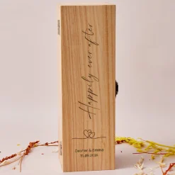 Card Factory Personalised Engraved Wooden Wine Box - Happily Ever After