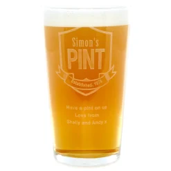 Card Factory Personalised Established Badge Pint Glass
