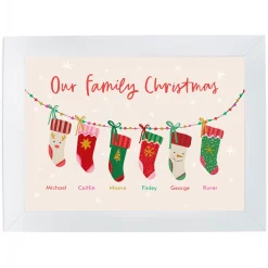 Outlet Personalised Family of 6 Christmas Print - 6 Stockings Personalised Canvas & Wall Art|Photo Prints & Wall Art