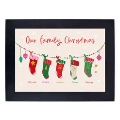 Card Factory Personalised Family of 5 Christmas Print - 5 Stockings