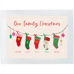 Card Factory Personalised Family of 5 Christmas Print - 5 Stockings