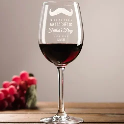 Personalised Fan{tache}tic Father's Day Wine Glass Personalised Glasses|Glassware