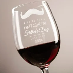 Personalised Fan{tache}tic Father's Day Wine Glass Personalised Glasses|Glassware