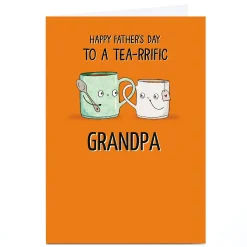 Card Factory Personalised Father's Day Card - To a Tea-rrific Grandpa