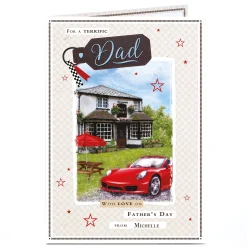 Card Factory Personalised Father's Day Card - Red Sports Car By No1 Dad Pub