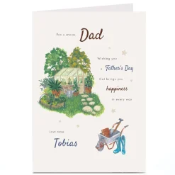 Card Factory Personalised Father's Day Card - Greenhouse and Garden