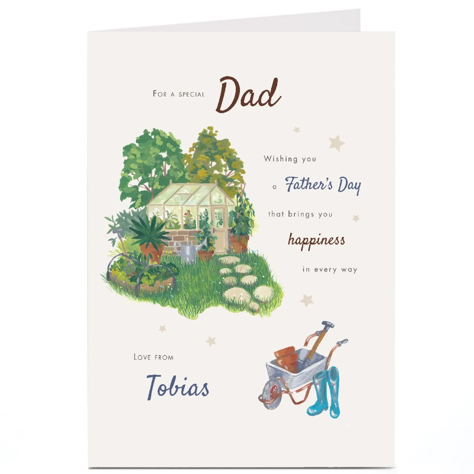Card Factory Personalised Father's Day Card - Greenhouse and Garden