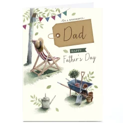 Card Factory Personalised Father's Day Card - Garden Deck Chair, Dad
