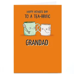 Card Factory Personalised Father's Day Card -To a Tea-rrific Grandad
