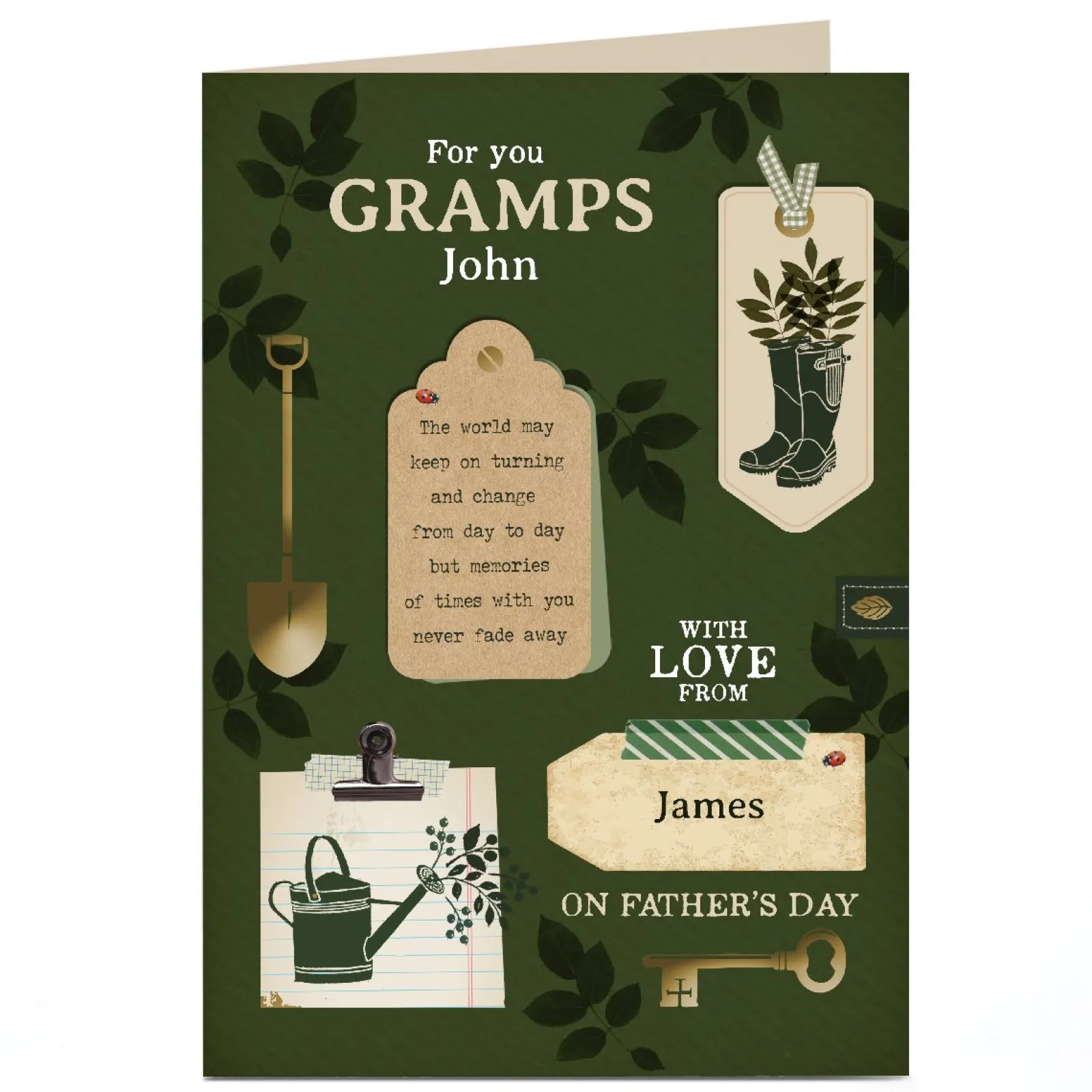 Card Factory Personalised Father's Day Card - Gardening and Tags - Gramps