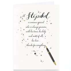 Card Factory Personalised Father's Day Card - Stepdad, Fountain Pen