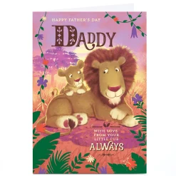 Card Factory Personalised Father's Day Card - Daddy Lion, From Your Little Cub