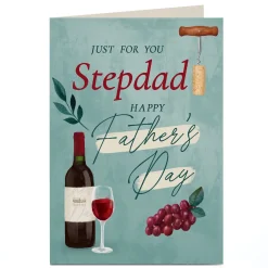 Card Factory Personalised Father's Day Card - Red Wine Just For You, Stepdad