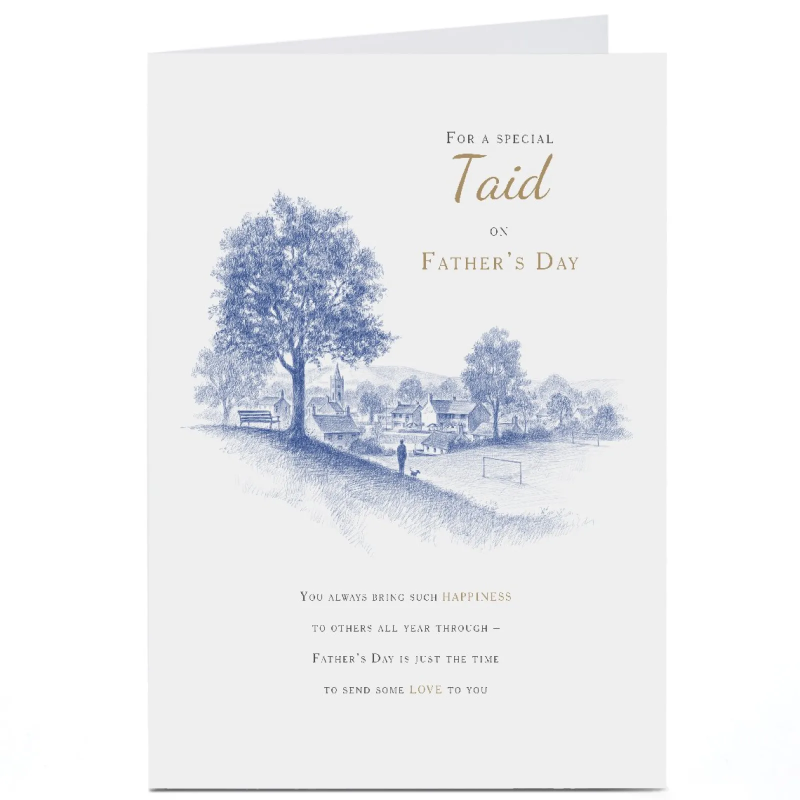 Outlet Personalised Father's Day Card - Field and Village Scene - Taid Father's Day
