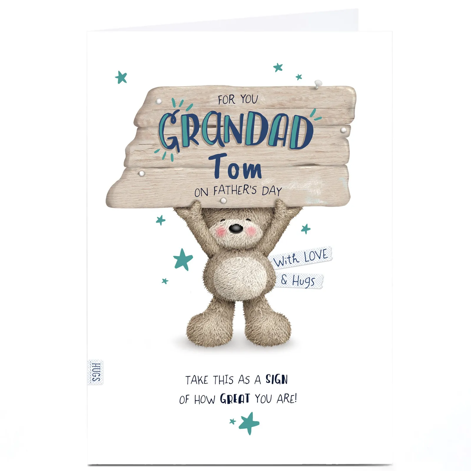 New Personalised Father's Day Card - To My Grandad, Hugs Bear Father's Day