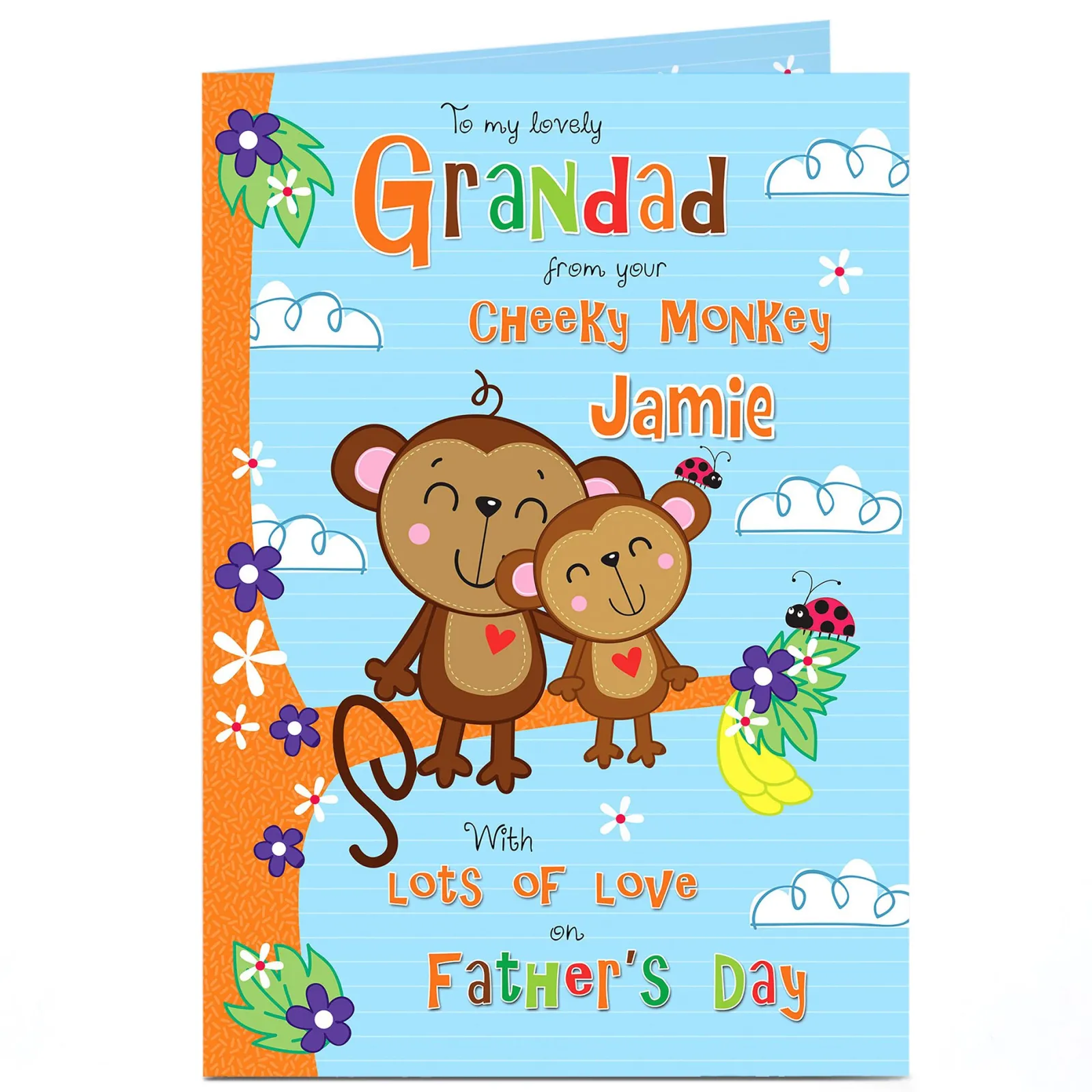 Card Factory Personalised Father's Day Card - Grandad's Monkey