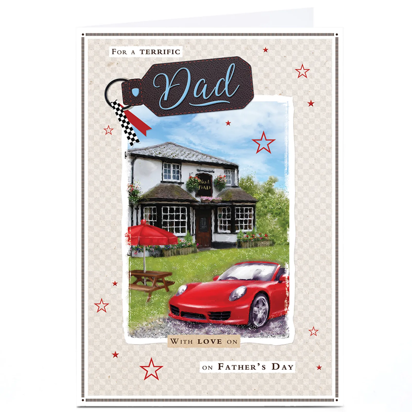 Card Factory Personalised Father's Day Card - Sports Car, Dad
