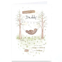 Card Factory Personalised Father's Day Card - Bear Hammock, Daddy