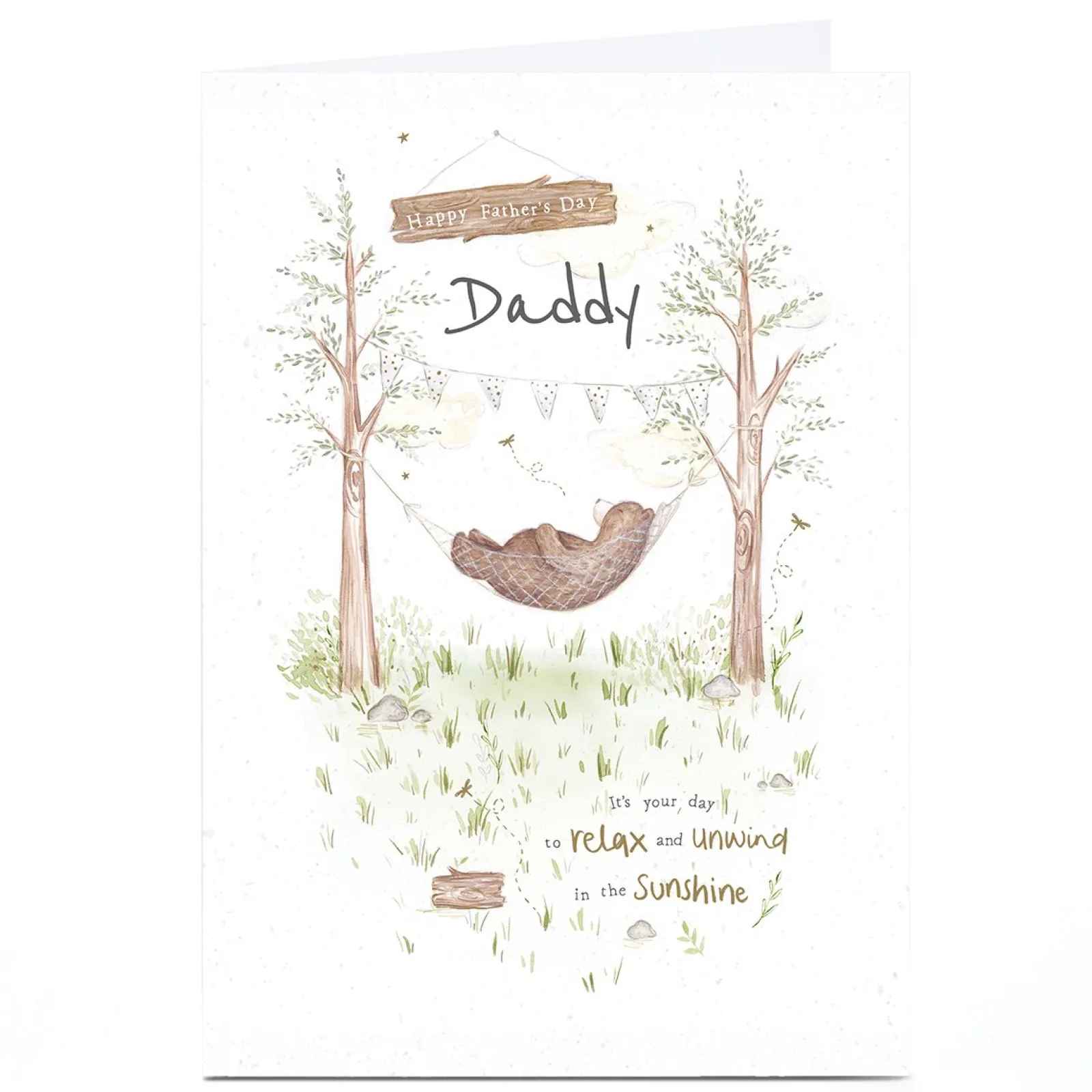 Card Factory Personalised Father's Day Card - Bear Hammock, Daddy