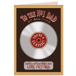 Card Factory Personalised Father's Day Card - Record No1 Dad Of All Time