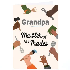 Sale Personalised Father's Day Card - Master of Trades, Grandpa Father's Day