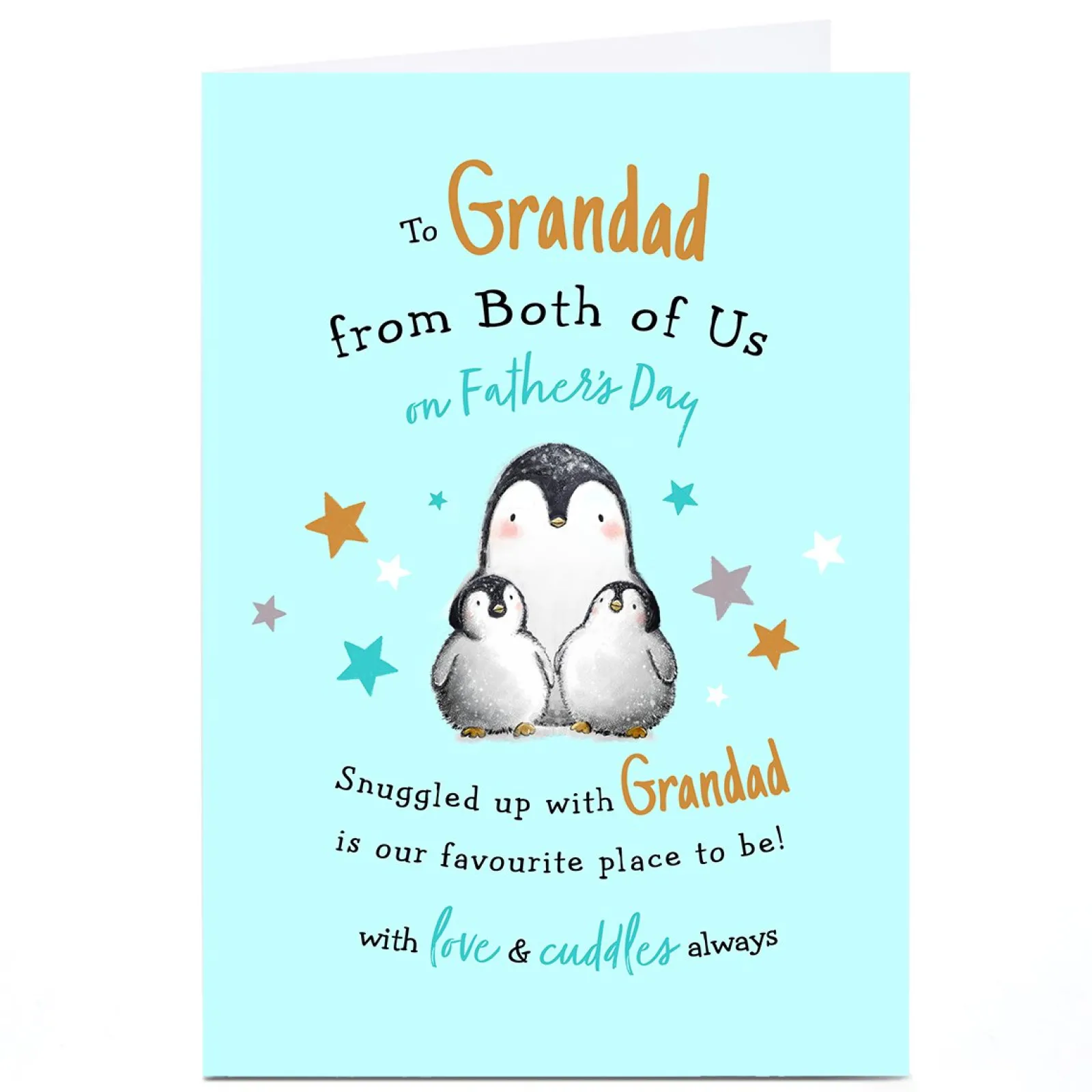 Card Factory Personalised Father's Day Card - Grandad Penguins, From Both Of Us
