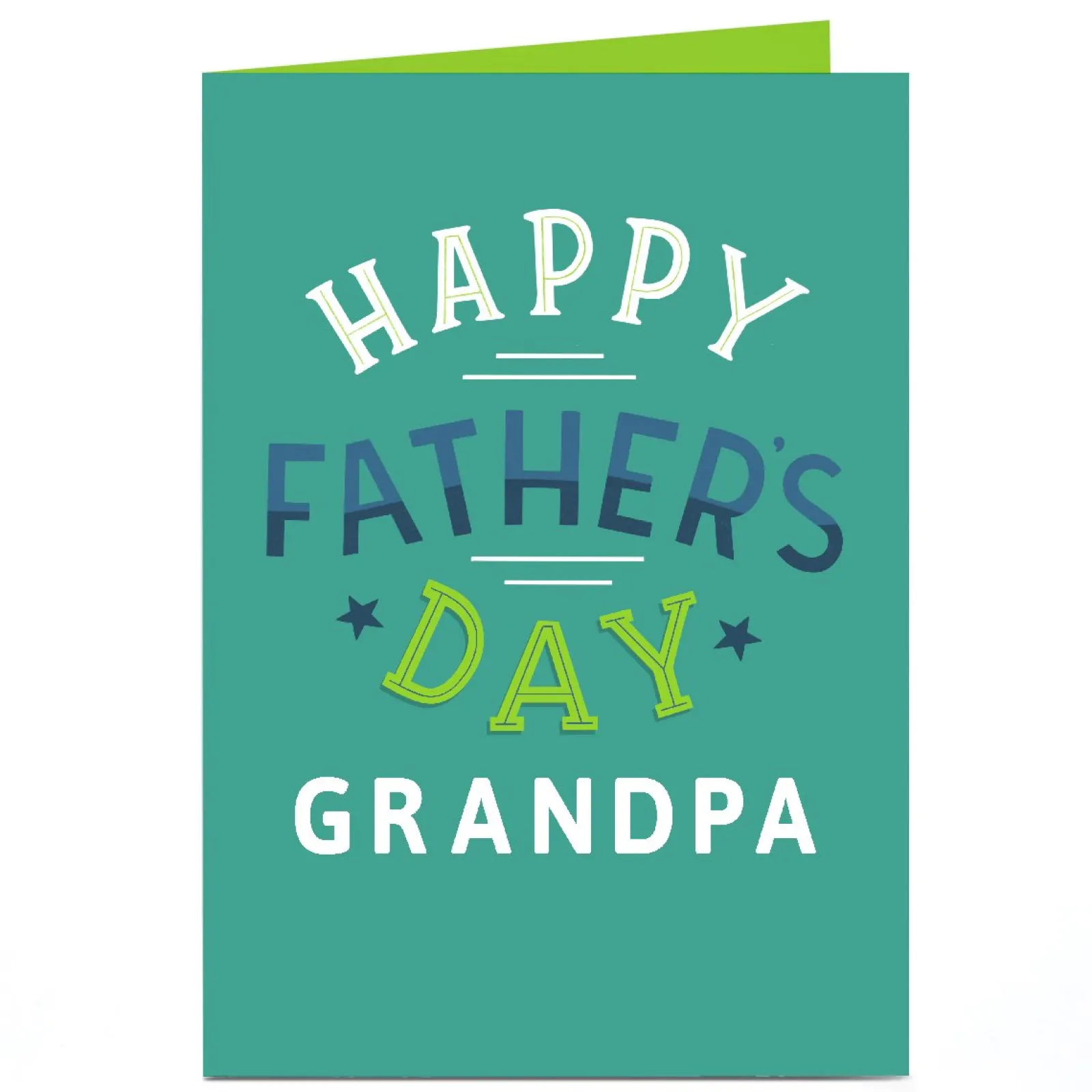Outlet Personalised Father's Day Card - Bright Green Text - Grandpa Father's Day