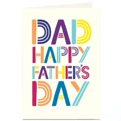 Outlet Personalised Father's Day Card - Dad, Colourful Letters Father's Day
