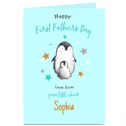 Card Factory Personalised First Father's Day Card - Penguin Dad