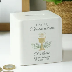 Kids Card Factory Personalised First Holy Communion Ceramic Square Money Box