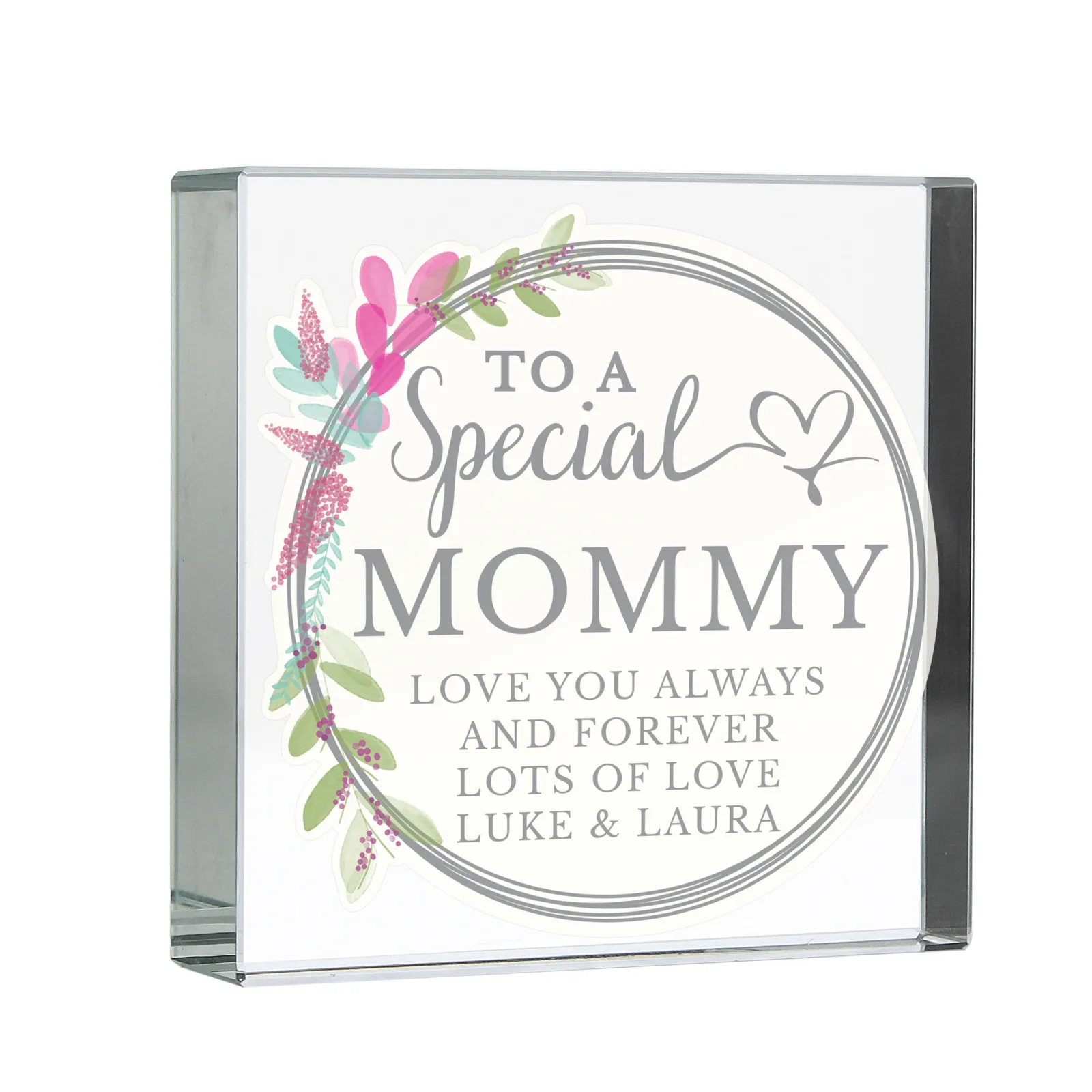 Online Personalised Floral Glass Token - For A Special... Personalised Jewellery And Keepsakes|Jewellery & Keepsakes