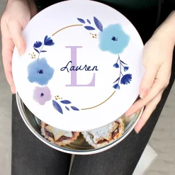 Card Factory Personalised Floral Initial Cake Tin