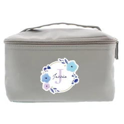 Card Factory Personalised Floral Initial Grey Make Up Case