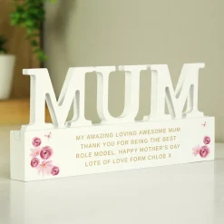 Card Factory Personalised Floral Mum Wooden Ornament
