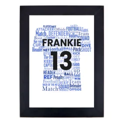 Kids Card Factory Personalised Footballer Name Print, Blue
